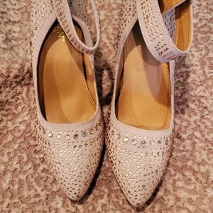 Leuven Alexander Nude Studded Heels  Ankle Strap